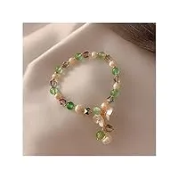 bracelet coeur/fleur perles d'eau douce naturelles bracelets en cristal de zircon cubique for femmes filles bracelet à la main bijoux féminins (size : green crystal flower)