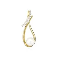nklaus pendentif goutte 333 or jaune 8 carats perle de culture amulette zircon blanc 11996