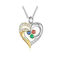 lorajewel collier prenom personnalisé collier argent 925 collier femme pendentif coeur en or cadeaux pour la fête des mères bijoux de noël et de la saint-valentin