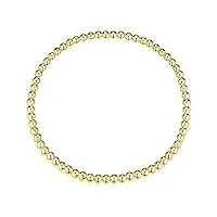 materia by matthias wagner bracelet extensible pour femme en argent 925 avec boules de 3 mm en or, 18.5 centimeters, argent