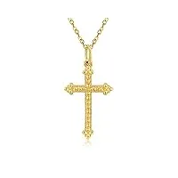 rikelus collier avec pendentif en forme de croix en or véritable 375/9 carats pour femme, bijoux religieux, anniversaire, cadeau pour femme, petite amie, or, not know