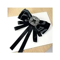 aaote korean retro silk fabric tie square rhinestone bow brooch large collar pins and brooches for women's suit (color : d, size : 1) (color : d, size : 1)