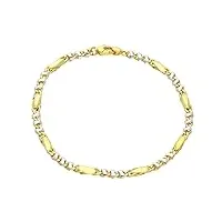 generico bracelet en or jaune et blanc 18k, 750, ovale alternati, 3+1, Épaisseur 4 mm longueur 21 cm, or, no gemstone