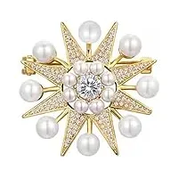 tobile broche de mode micro incrusté de zircon pearl eight star temperament women's bra decoration