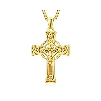 admetus chaîne en or avec pendentif en forme de croix celtique en argent sterling avec nœud celtique - cadeau pour homme, argent sterling, pas de gemme