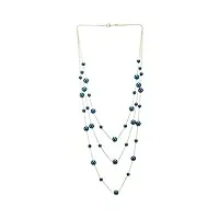coolsteelandbeyond or rose statement déclaration collier trois brins long chaîne avec bleu perle synthétique perles pendentif, mode élégant
