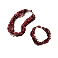 la favola incantata® - ensemble corail : collier et bracelet en corail rouge à finition brillante avec boîte à bijoux décorée. 100 % fabriqué en italie, collana 49cm, bracciale 22cm, corail (boîte en