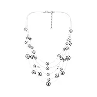 coolsteelandbeyond statement déclaration collier multi-brin cascade câbler chaîne avec gris pourpre synthétiques perle et facetté pierres perle