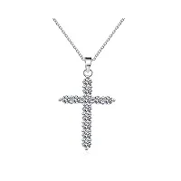 pendentif moissanite pour hommes femmes collier croix 100% s925 argent sterling plaqué or blanc bijoux cadeau