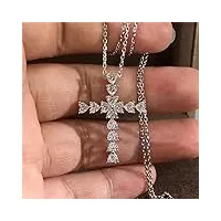 obcpd pendentif croix de diamant real 925 pendentifs de mariage en argent sterling collier pour femmes hommes pierres précieuses bijoux