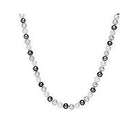 valero pearls collier pour femme en argent 925 rhodié avec perles de culture d'eau douce blanc/gris clair/bleu paon, argent, perle d'eau douce