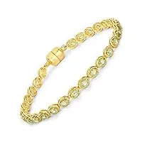 rafaela donata bracelet pour femme en argent sterling 925 plaqué or jaune 14 carats avec péridot vert pierres précieuses taille 4 x 3 mm, argent