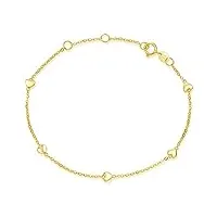 fancime bracelet avec pendentif amour en or jaune 585 14 carats, charm cadeau bijoux pour femmes filles - longueur du bracelet : 17+3 cm