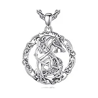 infuseu collier de loup celtique viking, argent 925 bijoux nordiques pour les hommes et les femmes collier de pendentifs de loup celtique viking cadeau de loup nordique pour les hommes.