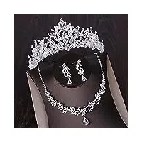 rwraps couronnes de cheveux pour femmes luxe coeur cristal ensembles de bijoux de mariée mariage cubique zircon couronne diadèmes boucle d'oreille tour de cou necklac