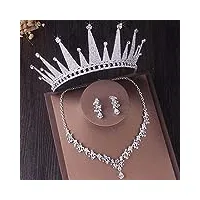 rwraps couronnes de cheveux pour femmes luxe cristal étincelant floral ensembles de bijoux de mariée strass diadèmes couronne collier boucles d'oreilles wedd