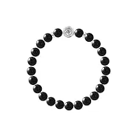 nàgàrjuna - bracelet porte bonheur chance - obsidienne naturelle noire brillante 8 mm - motif chance gravé argent 925 - Élastique haute résistance - bijou femme homme