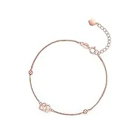 zhou liu fu bracelet en or 18kt pour femmes, bracelet en or 18k bijoux de fantaisie bracelet à maillons en or rose avec cœur pour les adolescentes, les filles et les amies