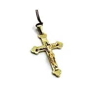 generico pendentif croix en or jaune 18k, 750, avec jÉsu, trilobo, longueur 28 mm., 28 mm, or, pas de gemme