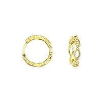 sofia milani - boucles d'oreilles pour femme en argent 925 - plaqué or - créole en forme de pierre de zircon - e2047