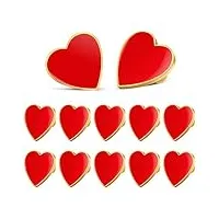 soimiss lot de 12 broches en émail rouge en forme de cœur - pour mariage, sac à dos, pull, cadeau de fête pour enfants, 1.7x1.5cm, métal