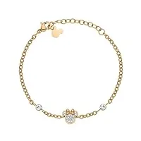 disney bracelet minnie pour filles, en acier inoxydable, avec cristaux de zircone cubique, bijoux