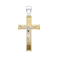 generico pendentif croix en or jaune et blanc 18k, 750, rayÉs, longueur 40 mm., 40 mm, or, pas de gemme