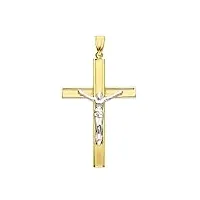 generico pendentif croix en or jaune et blanc 18k, 750, avec jÉsu, Équipe, longueur 40 mm., 40 mm, or, pas de gemme