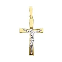 generico pendentif croix en or jaune et blanc 18k, 750, Équipe, avec jÉsu, longueur 40 mm., 40 mm, or, pas de gemme
