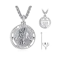 admetus collier amulette en argent sterling 925 - croix sacrée - collier avec pendentif pour homme avec chaînes rolo de 2,5 mm 22" + 2", argent sterling, pas de gemme