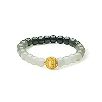 zhou liu fu bracelet en or massif 24ct pour femmes, bracelet de perles de jade vert hetian en ou véritable pour hommes adolescents filles