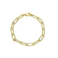 generico bracelet en or jaune 18k, 750, maille ovale, paper clip de 5x15 mm, rayé, alternate, longueur 19 cm, or, no gemstone