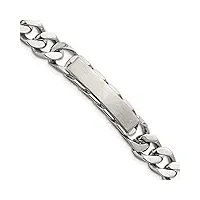 bracelet gourmette en acier inoxydable brossé et poli de 11,5 mm - cadeau idéal pour femme - 23 cm, acier inoxydable