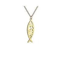 unift collier avec pendentif en forme de poisson jésus pour femmes et filles - en acier inoxydable - symbole de foi chrétienne - cadeau inspirant, acier inoxydable