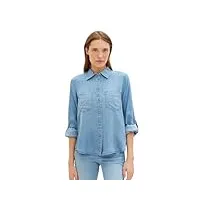tom tailor 1041221 blouse, 10113-clean mid stone blue denim, 46 femme
