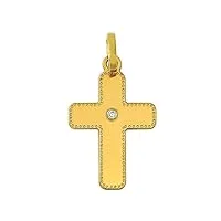 brillaxis pendentif croix liseré perlé or diamant