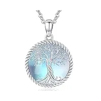 odinstone collier arbre de vie en pierre de lune argent sterling 925 pendentif arbre de vie pour femme bijoux hypoallergénique cadeau pour femmes filles