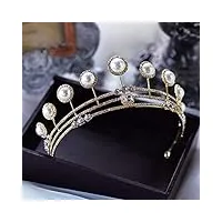 tonzn diamant diadème baroque or cristal mariées couronnes headpices perles bandeaux de mariée clair accessoires de cheveux de mariage