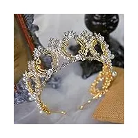 tonzn diadème de diamant surdimensionné princesse or mariées couronnes coiffes perles bandeaux de mariée cristal clair accessoires de cheveux de mariage