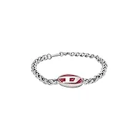 diesel bracelet pour homme, bracelet en acier inoxydable avec logo gravé