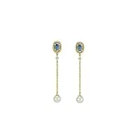amdxd boucles d'oreilles pendantes en or 18 carats pour femme - avec opale multicolore - ovale - au 750 - perles d'eau douce - or véritable, or jaune 18 carats, opale
