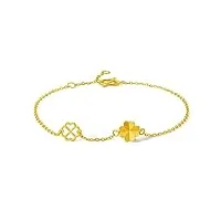 zhou liu fu bracelet en or massif 24ct pour femmes, bracelet en chaîne en or véritable bijoux d'or délicat bracelet en chaîne en or jaune avec fleur pour mère adolescente fille amie copule cadeaux