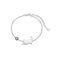 lonago bracelet chat en argent sterling 925 avec pierre de naissance pour femme, argent sterling