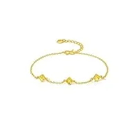 zhou liu fu bracelet en or massif 24ct pour femmes, bracelet en or pur véritable bijoux de fantaisie bijoux de fantaisie carrés bracelet en chaîne en or pour mère adolescente filles amies cadeaux