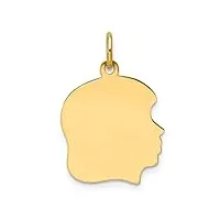 collier avec pendentif tête de fille en or 14 carats 15,6 mm - calibre 018 - gravure à droite - bijoux pour femme, one size, métal, pas de gemme