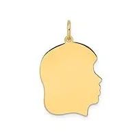 collier avec pendentif tête de fille en or 14 carats 17,9 mm - calibre 027 - gravure à droite - bijoux pour femme, one size, métal, pas de gemme