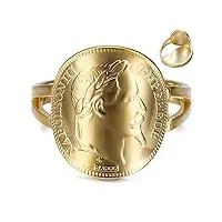 bobijoo jewelry - bague napoléon iii pièce 20 francs réplique cintré acier inoxydable plaqué doré or - 58 (8 us)