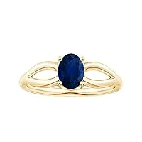 shine jewel 1,00 ctw ovale bleu saphir pierre précieuse bague à tige fendue en or jaune 9k (or jaune, 13.5)