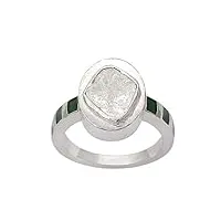 mooneye bague en diamant véritable polki tranche avec émail vert, bague à la main polki diamant taille rose solitaire (59)