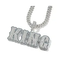 zounghy pendentif lettre glacée personnalisée collier en diamant pour hommes collier avec initiales hip hop personnalisées avec chaîne glacée/chaîne en cordage bijoux hip hop pour hommes et femmes